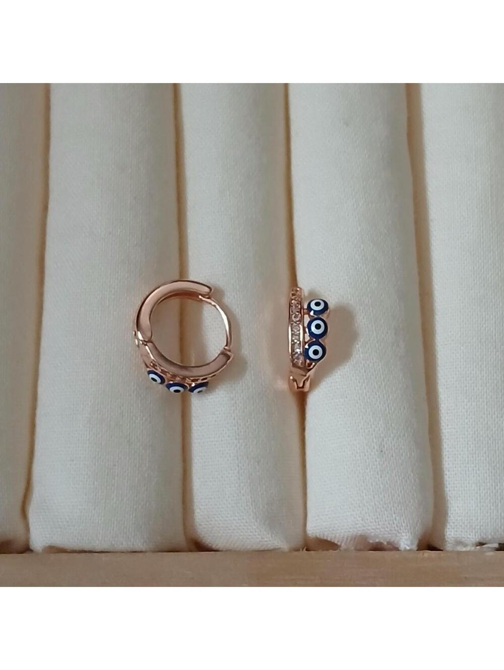 Rose Gold Evil Eye Hoop Earrings | Dainty Anti-Tarnish Jewelry